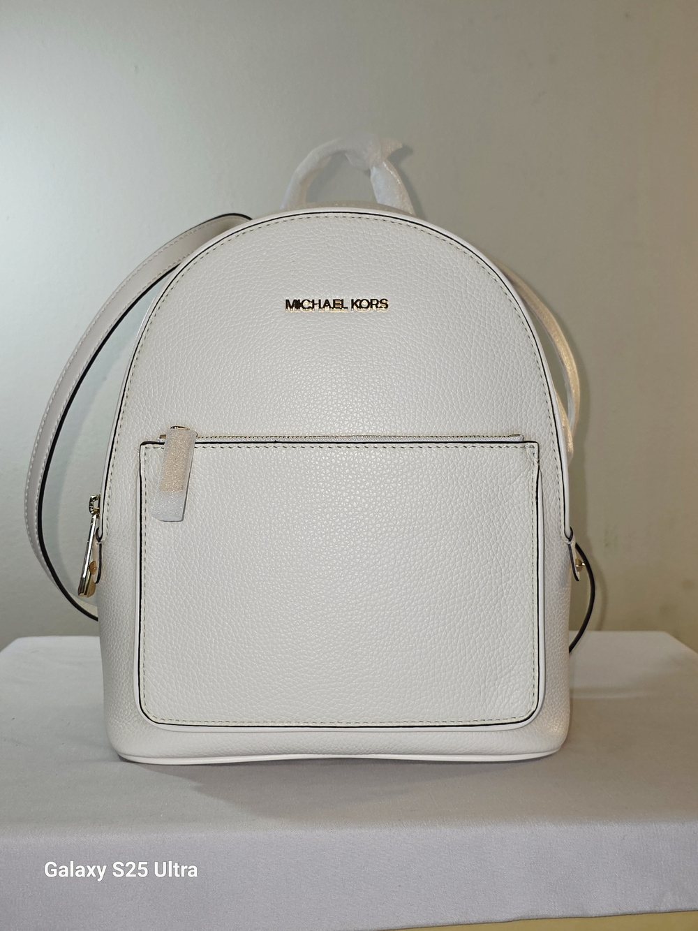 MICHAEL Michael Kors Adina Medium Pebbled Leather Backpack In Optic White